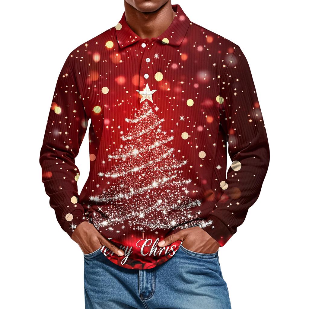 Men's Casual Style Solid Color Loose Shirt Long-sleeved Top