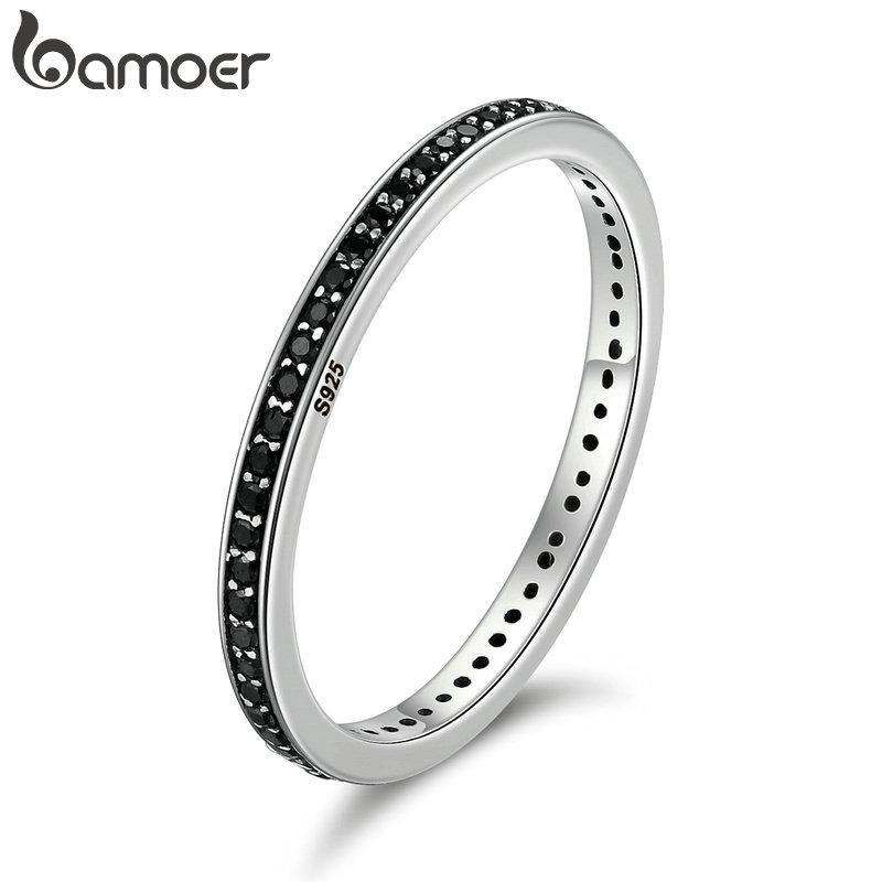 Bamoer TOP SALE Authentic 925 Sterling Silver 4 Colors Dazzling CZ Stackable Rings for Women