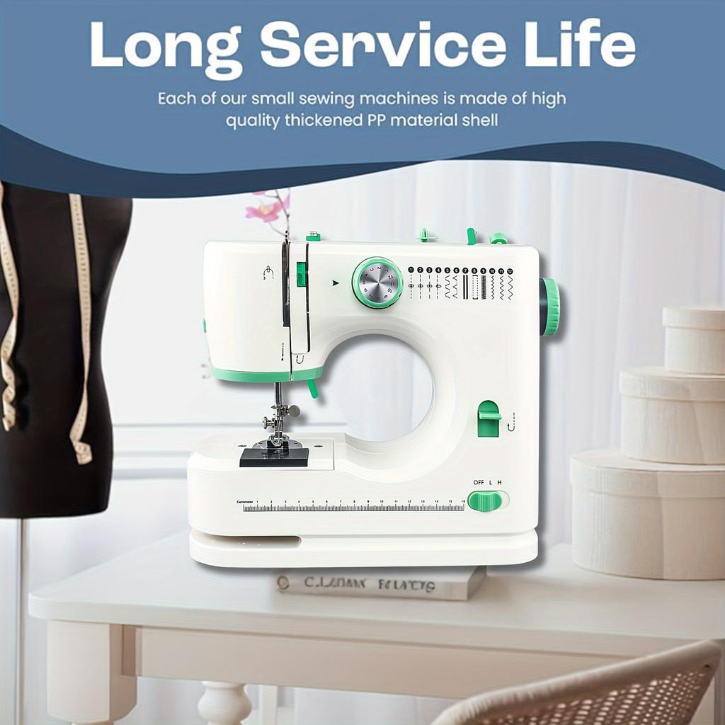 Мини швейная машинка, электрическая портативная швейная машинка, регулируемая скорость шитья, 12 стежков, две скорости, с педалью и швейным набором