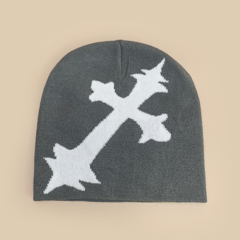 Autumn and winter design cross jacquard knitted hat men and women warm personality simple street cold hat pullover hat
