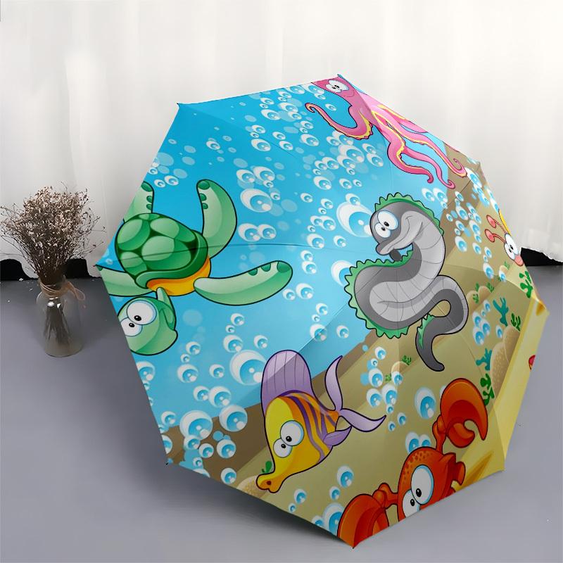 1pc Sea creatures Themed High-quality Umbrella,Automatic Opening and Closing Umbrella,Multi-functional Umbrella G0811198