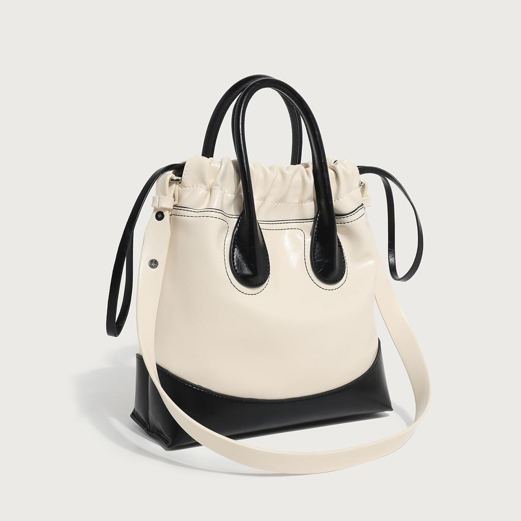 Fashionable Women's Bag Bucket Bag Genuine Leather Commuting Bag High-end Versatile Single-shoulder Handbag