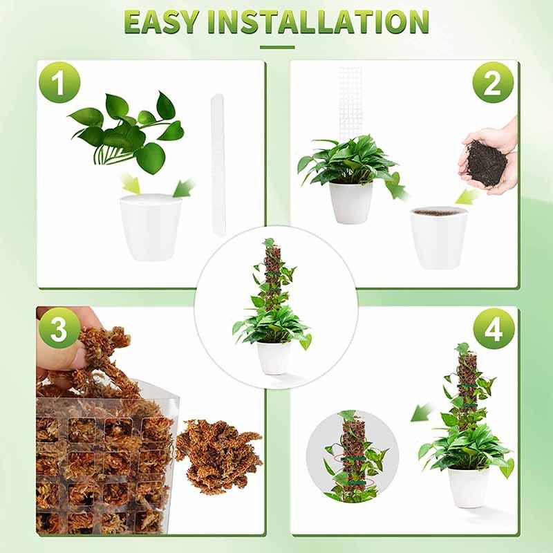2/4/6Pcs Climbing Plant Water Moss Column Indoor Moss Pole Plants Plastic Pole for Sphagnum Support Potted Plants Sticks Creeper