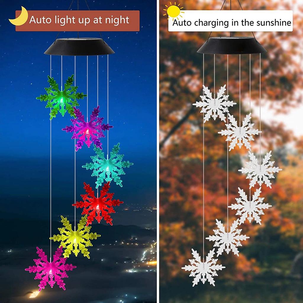 Solar Energy Powered Wind Chime Lamp Gradient Colorchanging Hangings Outdoor Light Snowman