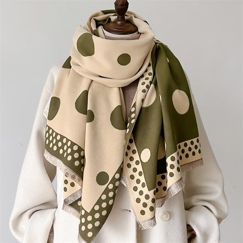 Women Winter Cashmere Scarf Dot Pashmina Luxury Brand Shawls and Wraps Bufanda Hijab Travel Stoles Echarpe Warm Blanket