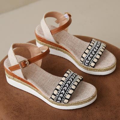 Женские сандалии в римском стиле 2025 Лето Новые сандалии на платформе с увеличением высоты Удобные повседневные сандалии на танкетке Женская обувь