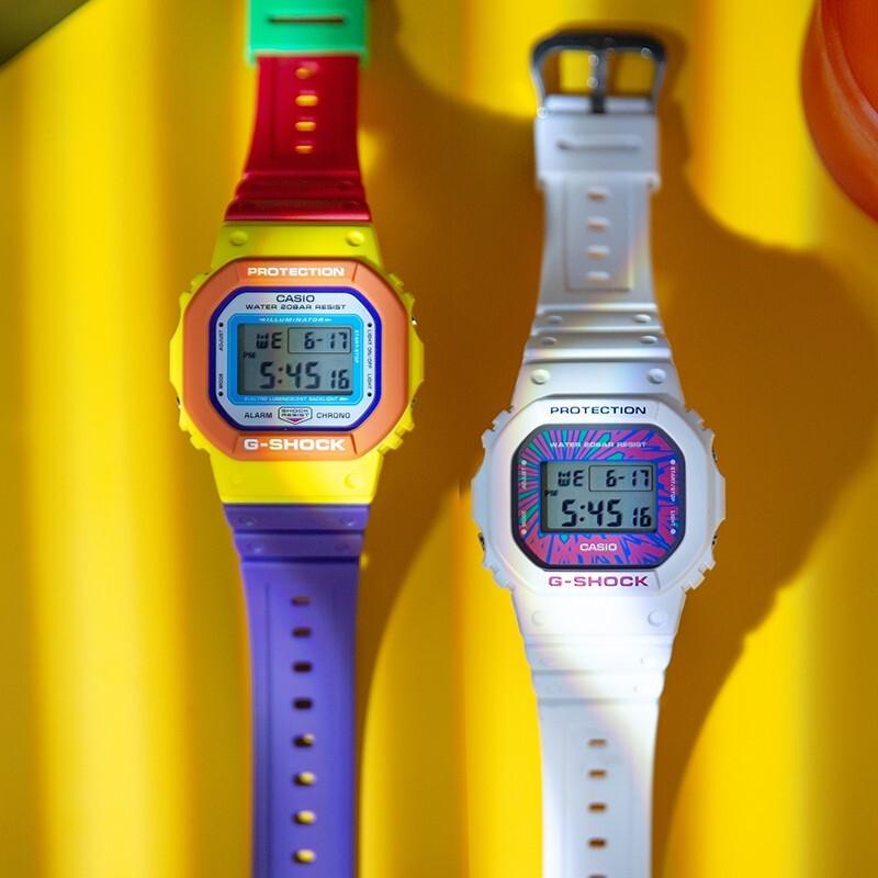 Casio Серия G-SQUAD G-SHOCK Неоновая Цветная Серия Маленький Квадратный Модный Ударопрочный Водонепроницаемый Кварцевый Механизм Ремешок из Смолы Японский и DW-5610DN-9PR