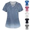 Women's Short Sleeve Stagger V Neck Print Pocket Dry-nurse Top