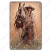 Cowgirl Tin Sign Metal Plaque Cowboy Boots Pony Metal Poster Vintage Wall Decor for Horse Riding Club Garden Home