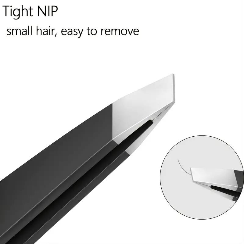 Набор из 3 пинцетов для бровей из нержавеющей стали премиум-класса — точные острые пинцеты с плоскими/скошенными/заостренными кончиками для тела, вросших волос и лица