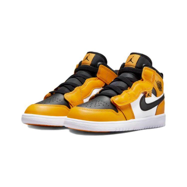 Детские кроссовки Air Jordan 1 Mid ALT PS Taxi Желтый Черный Белый AR6351-701