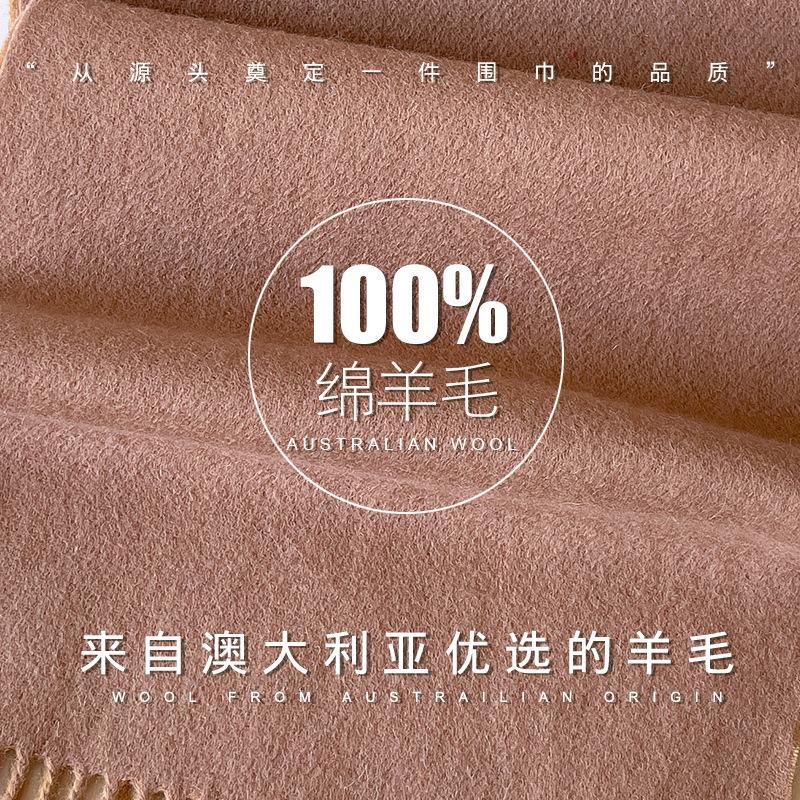 100 Pure Wool Double-sided Scarf Men's Winter Blue High-end Shawl New