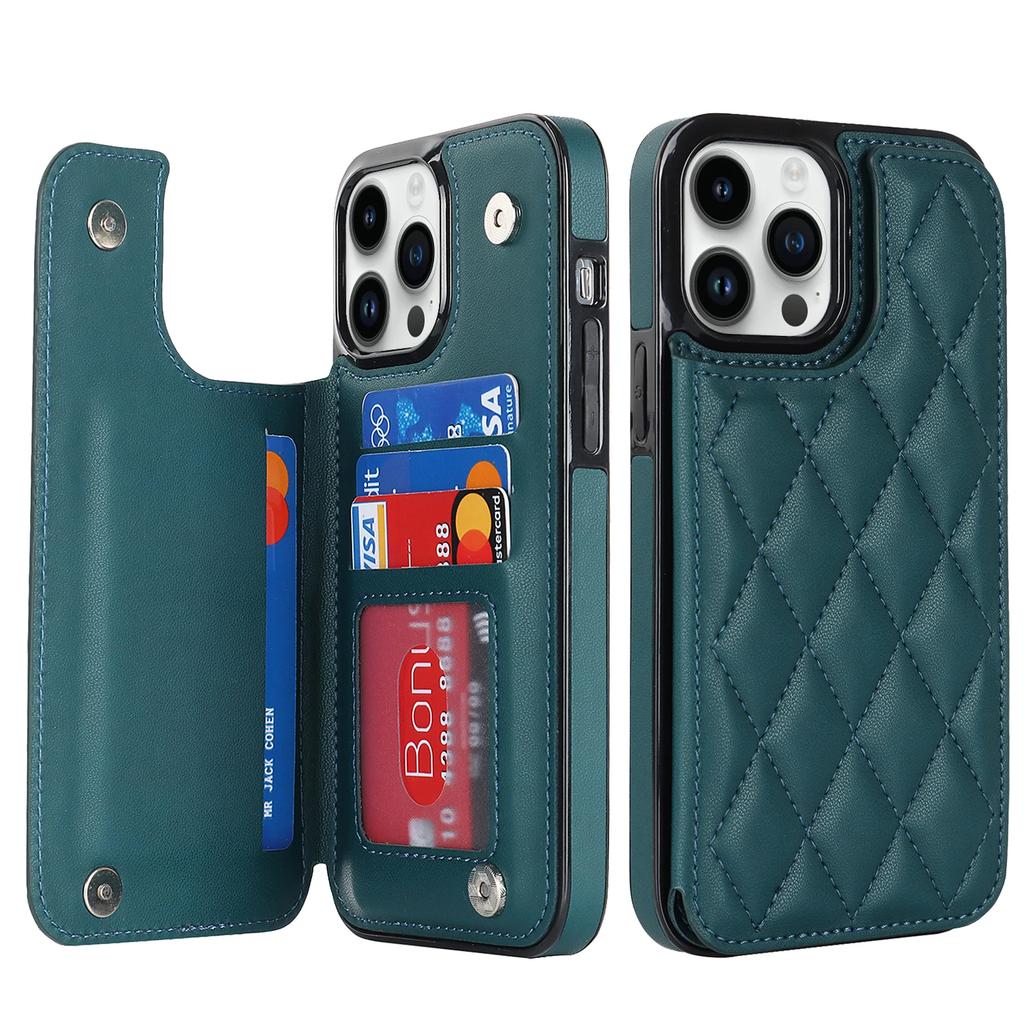 Кожаный чехол с ромбовидным узором для For IPhone 16 15 14 13 12 Mini 11 Pro Max XR 7 8 Plus со слотами для карт, держателем, кошельком, чехол для телефона