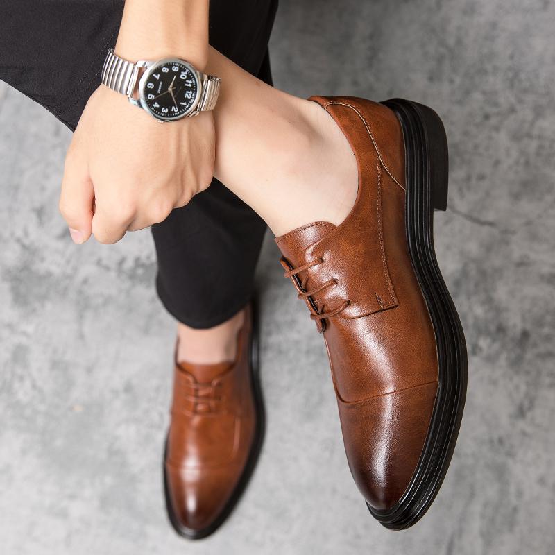 Мужские формальные туфли в европейском стиле, кожаные дышащие туфли с острым носком, мужские оксфорды, размеры 37-45