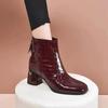 Женские ботинки женские милые с круглым носком высокое качество винно-красные с задней молнией на высоком каблуке осенние ботинки женские крутые черные туфли ab715