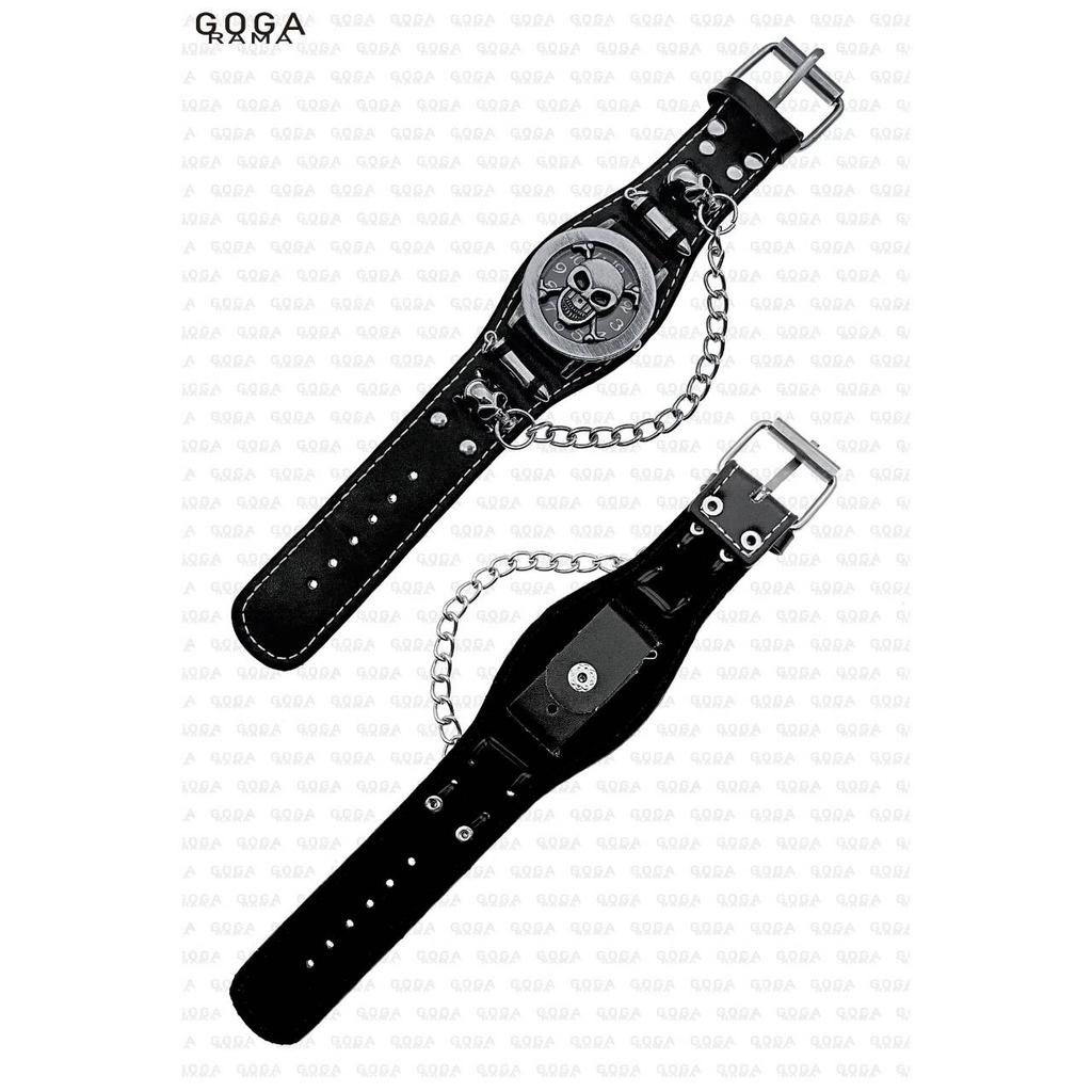 Лучший бренд Flip Skull Chain Punk Rock Gothic Style Мужские часы Ретро Винтаж Черный Кожаный Кварцевые Персонализированные Часы Подарок На Хэллоуин Кварцевые