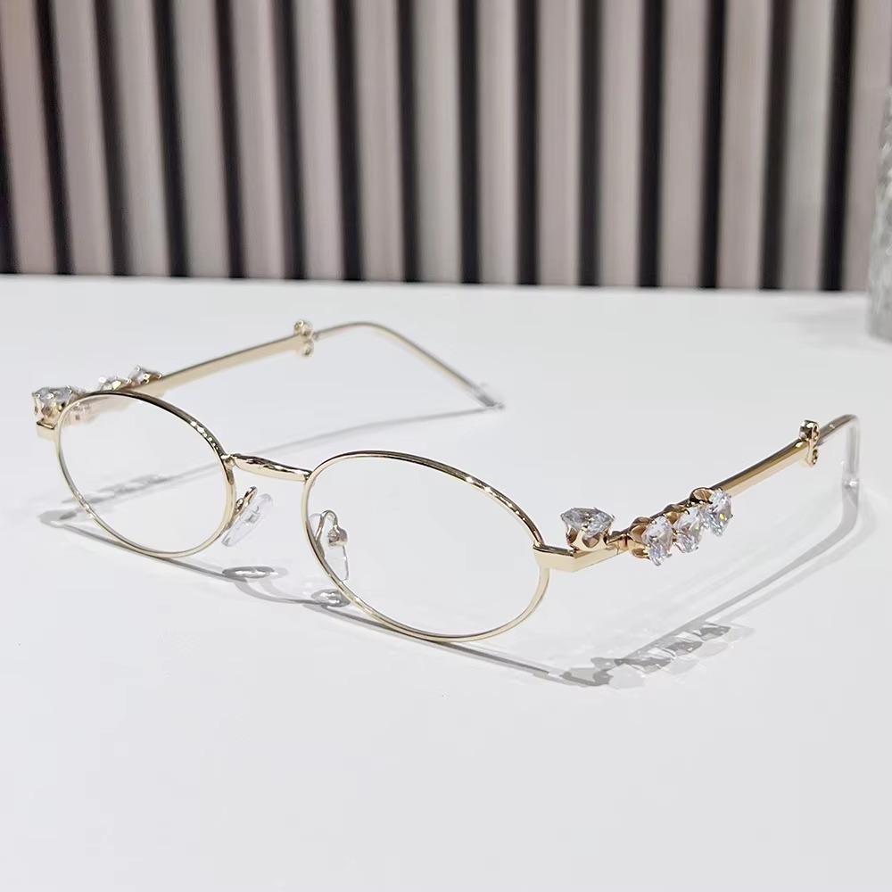 Y2k Rhinestone Sunglasses Bling Oval Women Sunglasses Convenient Retro Frame Eyewear Travel