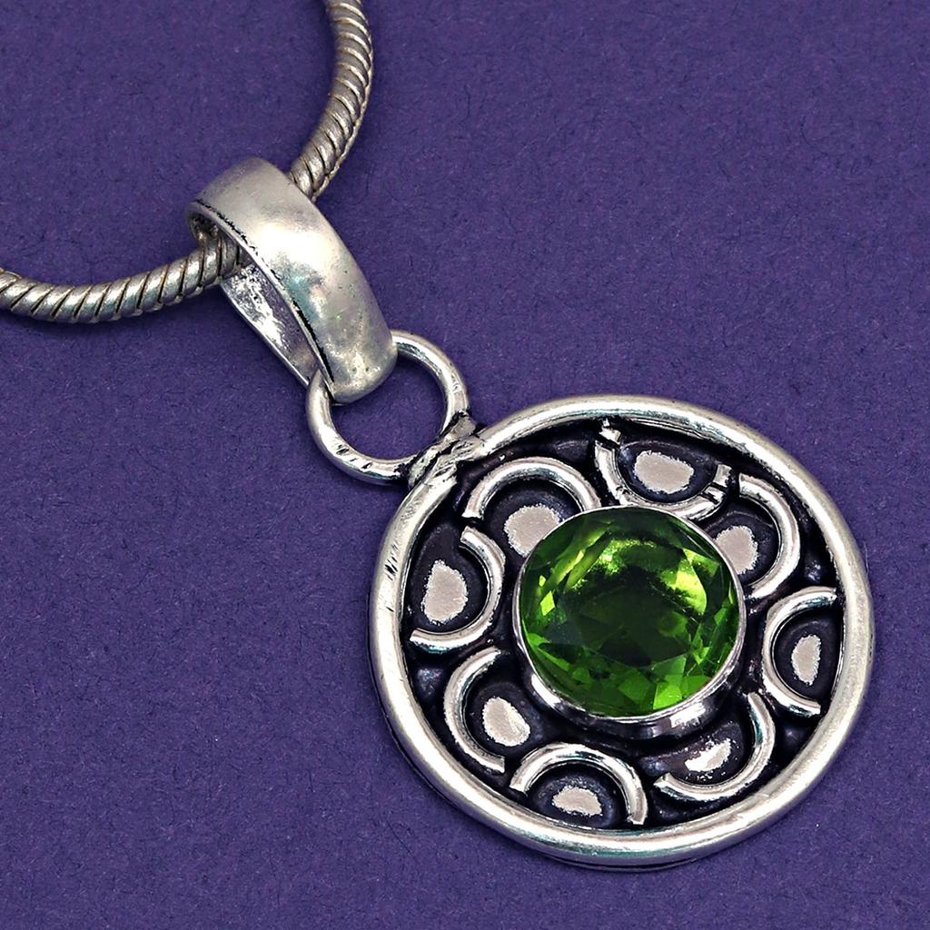 Peridot Gemstone Pendant Jewelry Set Quartz Necklace 18-20''