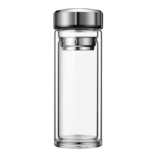 Glass Water Bottle, Transparent, Large Capacity, Double-Glazed Glass, Tea Bottle, Direct Drinking, Tea Strainer Included, Easy To Carry, Leak-Proof, U