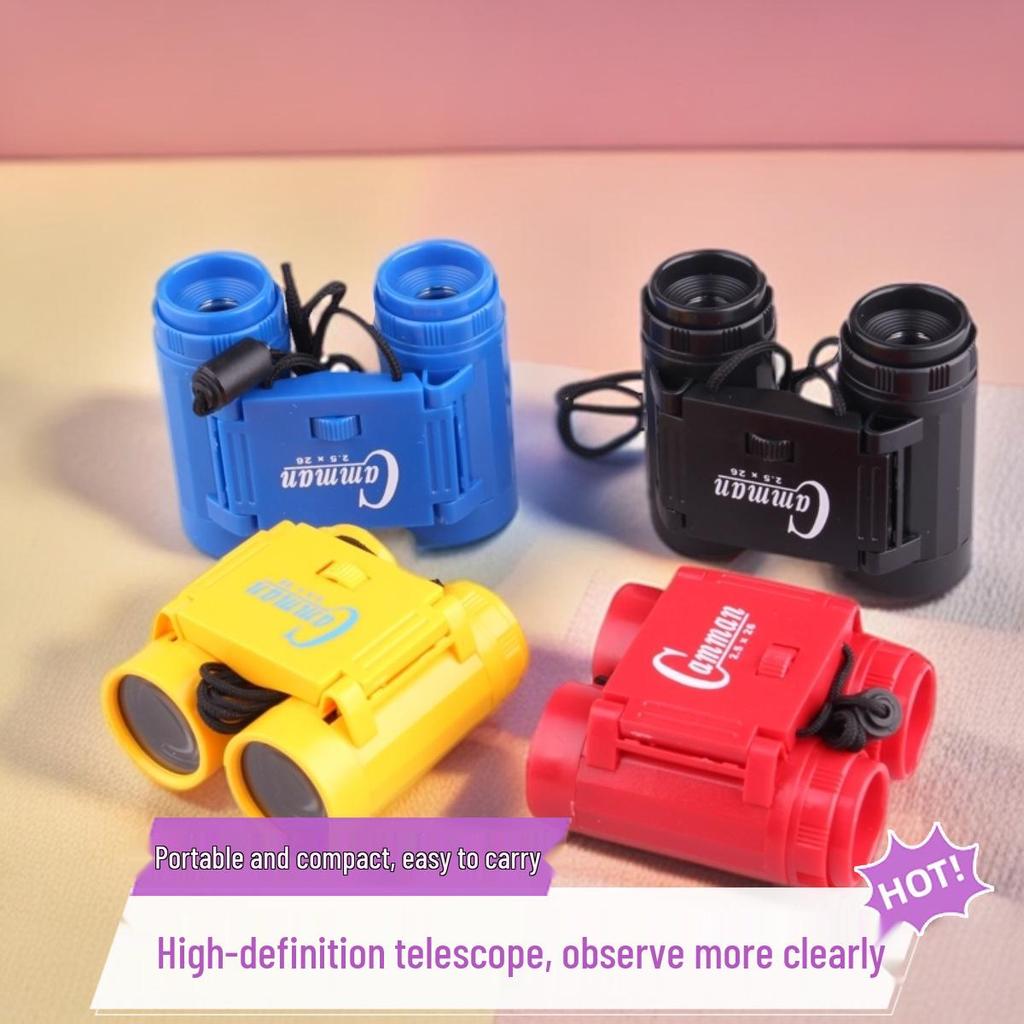 Kids' Colorful HD Foldable Binoculars - High Magnification, Portable with Lanyard for Outdoor Exploration
