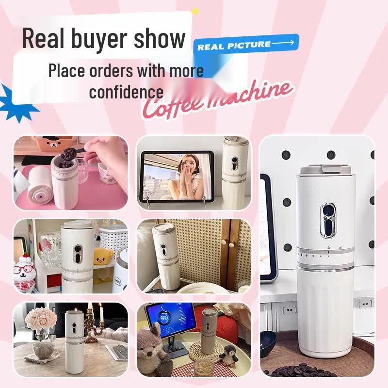 Qiwei Portable All-in-One Electric Coffee Grinder & Maker