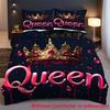 2/3Pcs Queen-Themed 3D Crown Pattern Duvet Cover Set (1 Duvet Cover + 1/2 Pillowcase, Without Core), Soft Digital Print, Fantasy