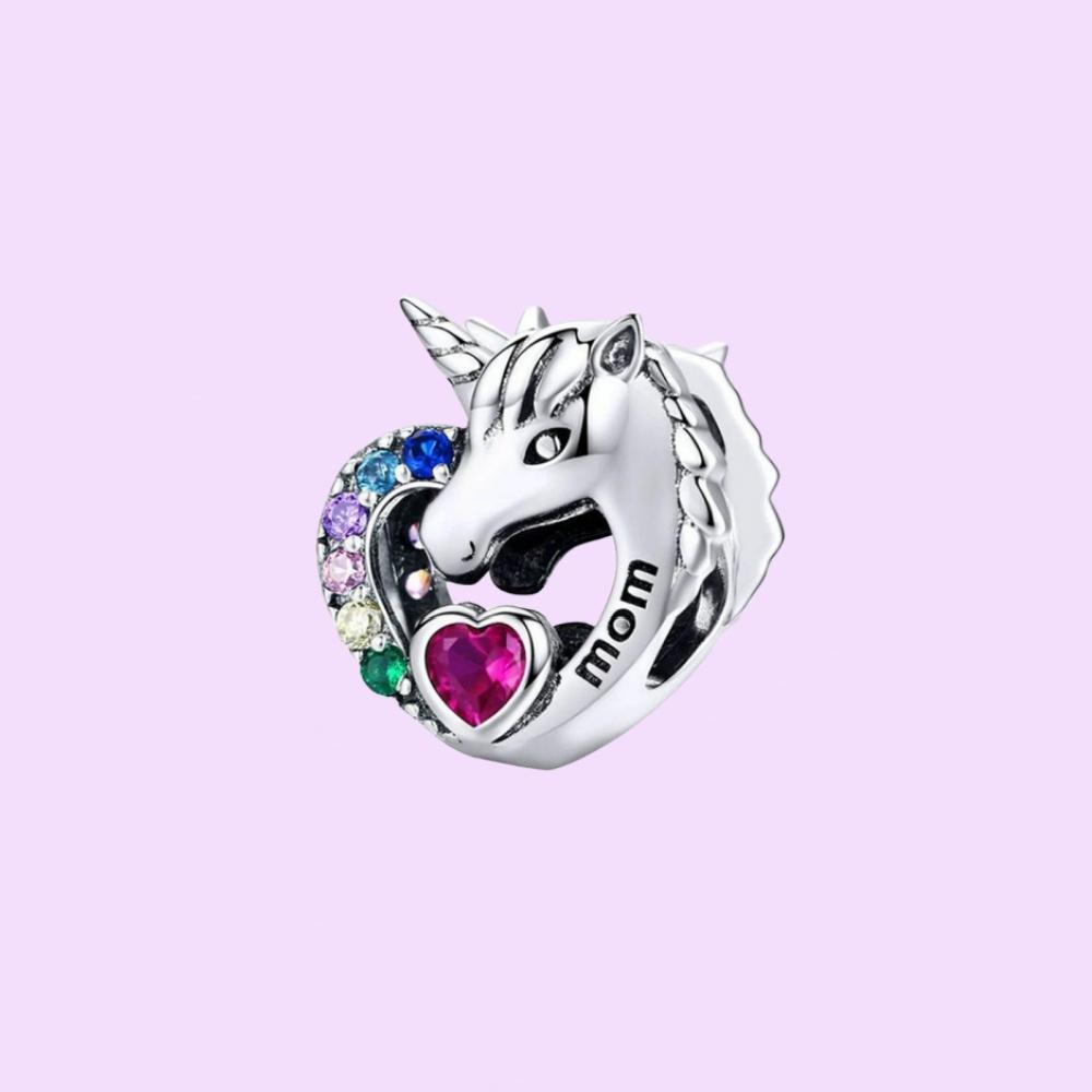 S925 Стерлингового Серебра Красочные Бусины Единорога Шарм Мотаться Подходит Браслет Ожерелье Изготовление для Женщин Подарки С Тканевой Сумкой