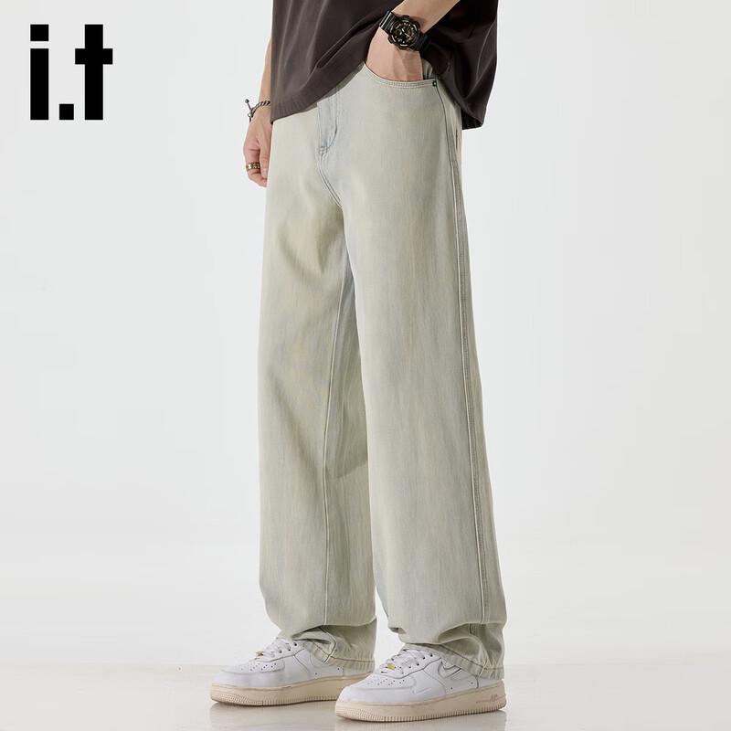 Izzue it Мужские джинсы свободного кроя с прямыми штанинами и светлой стиркой