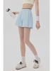 Pleated Women's Yoga Skort with Integrated Shorts and Pockets - Anti-Exposure Sportswear for Pilates.