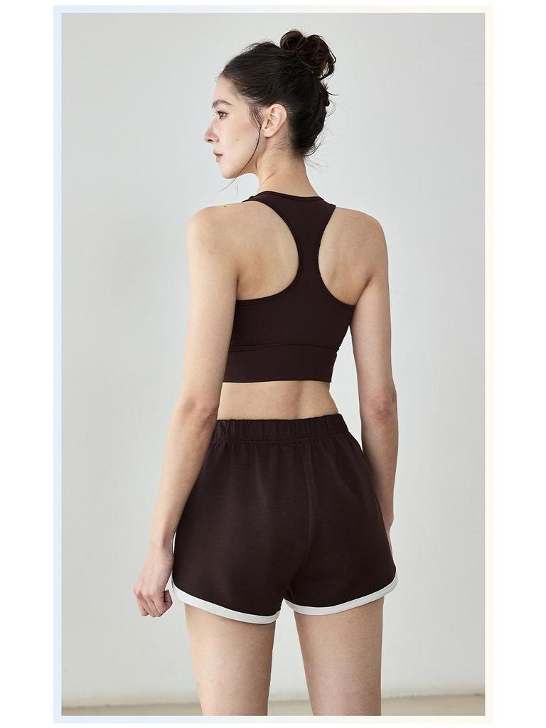 Женский летний утягивающий топ-бра для йоги с гоночной спинкой и нагрудными вкладышами - Красивый дизайн спины