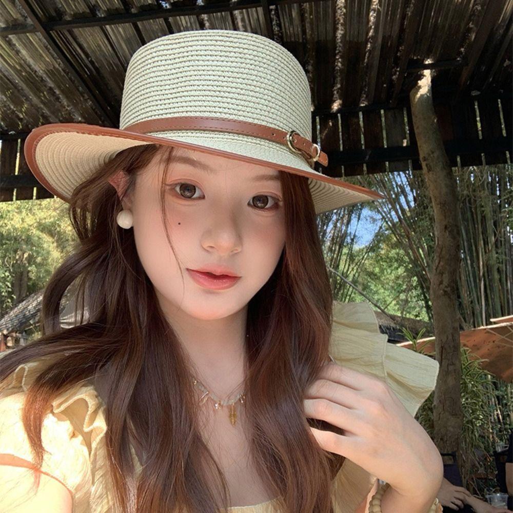 Плоские поля соломенная плетеная шляпа с широкими полями женская солнцезащитная шляпа ретро ковбойская кепка с плоским верхом для походов