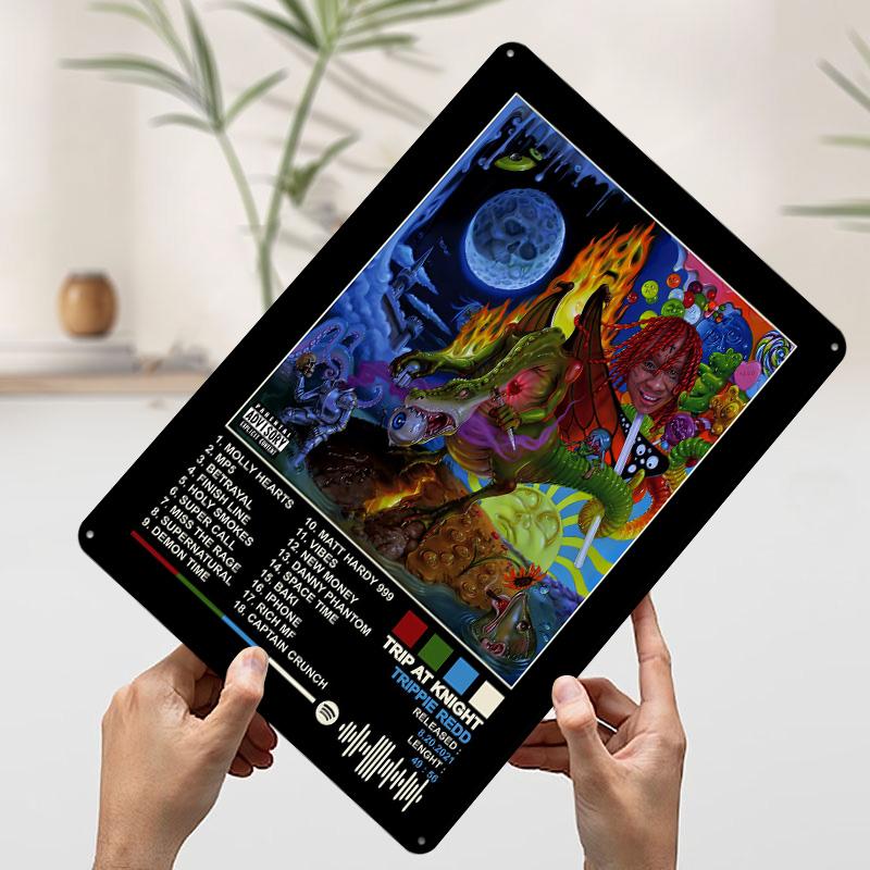 Trippie Redd Trip At Knight Album Metal Poster Customized Wall Art Retro Vintage Tinplate Signs for Bedroom Decoration Room