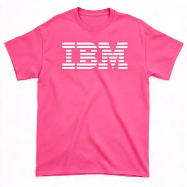 2026 IBM Striped Letter Logo Print T-Shirt Unisex Black Short Sleeve Tee Classic White Horizontal Line IBM Logo Front Print Tech
