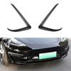 1 Pair Car Front Light Eyebrow Wind Knife Fog Lamp Frame Trim ABS Black Carbon Fiber for Tesla Model 3 2017 2018 2019 2020