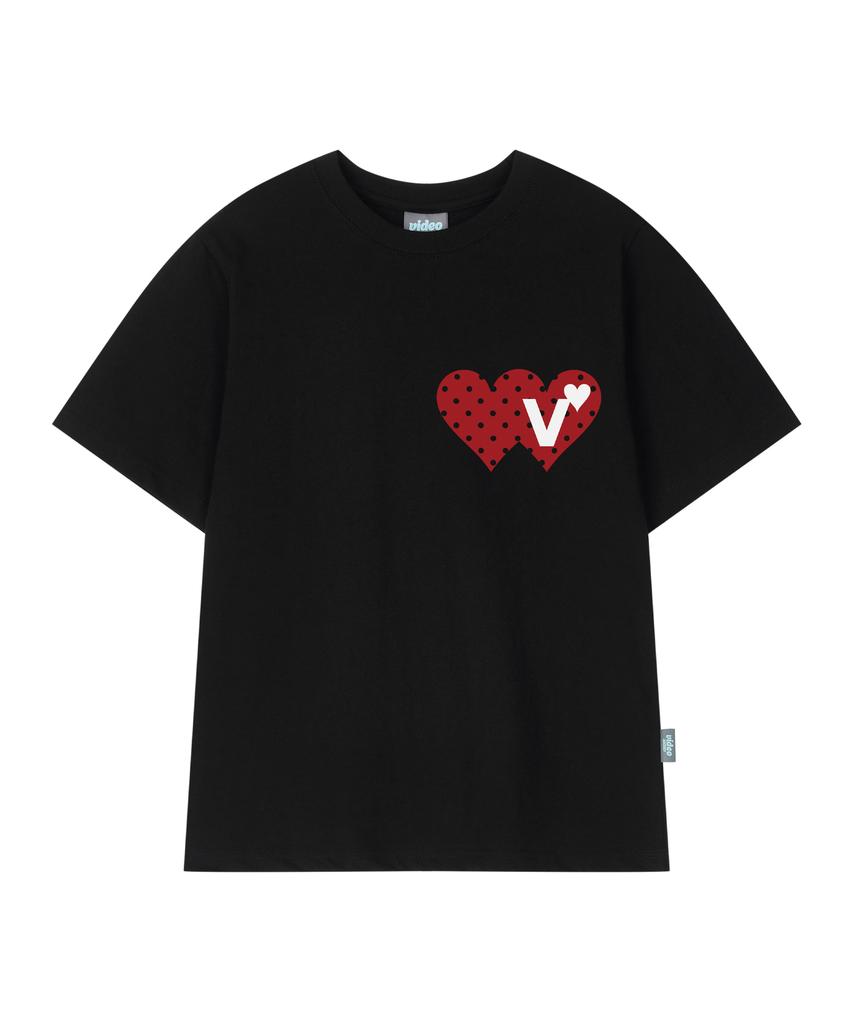 VIDEO JOCKEY Double Heart T-Shirt [Black]