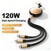 Выдвижной 5A 120W Кабель для быстрой зарядки USB и USB-C 2 в 1, Портативный шнур-зарядное устройство, Совместимый с iPhone, Samsung, Huawei и Honor