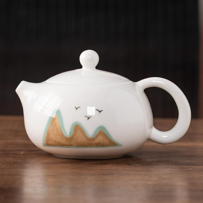 Чайник луч один горшок и две чашки жирный нефрит фарфор легкая роскошь набор для чая кунг-фу чашка Куайкэ высококлассная парчовая коробка подарочная коробка