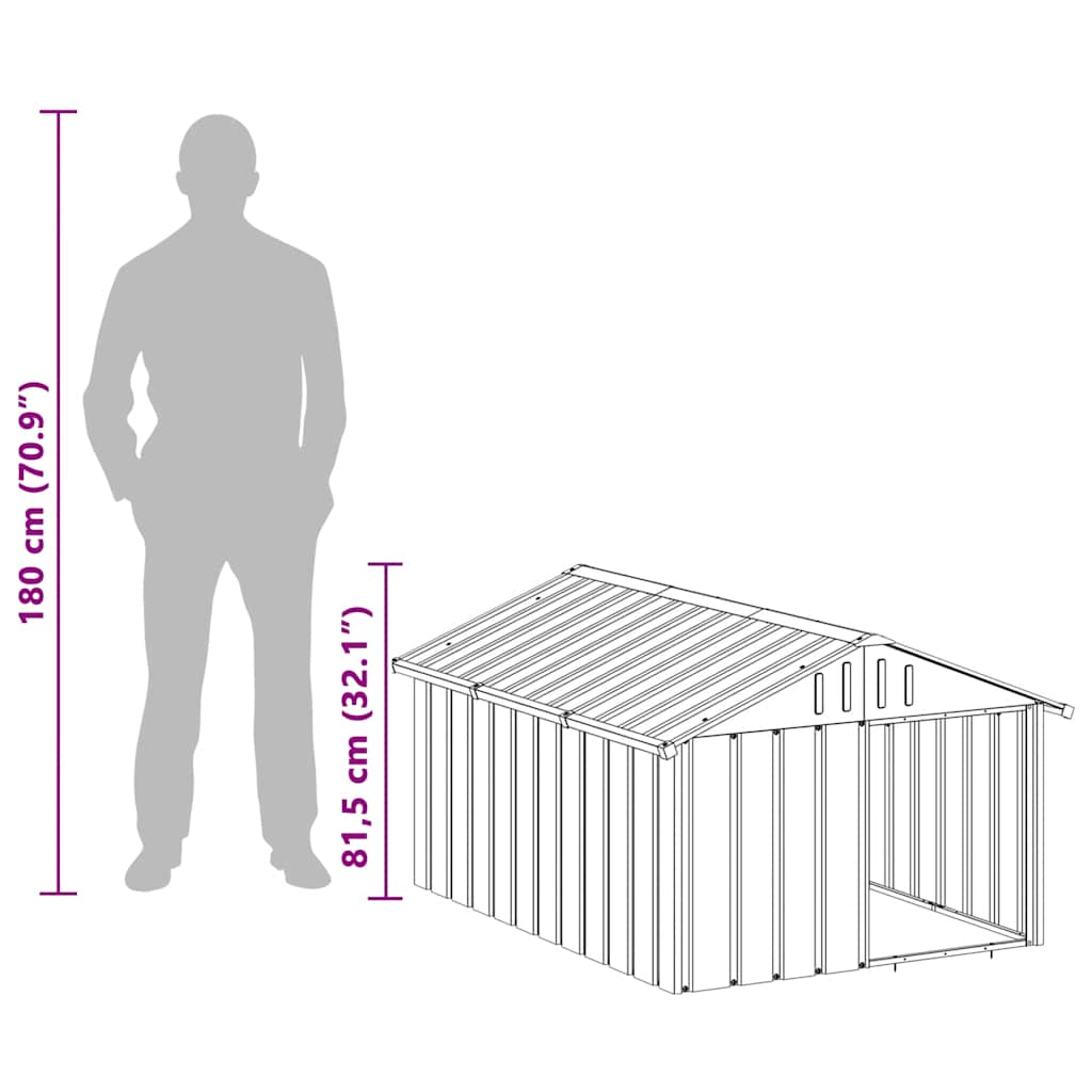 Dog House Anthracite Grey 116.5 x 153 x 81.5 cm Galvanized Steel