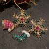 Asymmetrical Colorful Rhinestone Snowflake Hat Boot Earrings for Women Luxury Crystal Christmas Tree Drop Earrings Party Jewelry