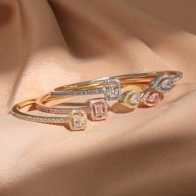 Роскошные геометрические браслеты-манжеты золотого цвета для женщин, модные браслеты с кубическим цирконием, повседневные ювелирные изделия для вечеринок и вечеринок.