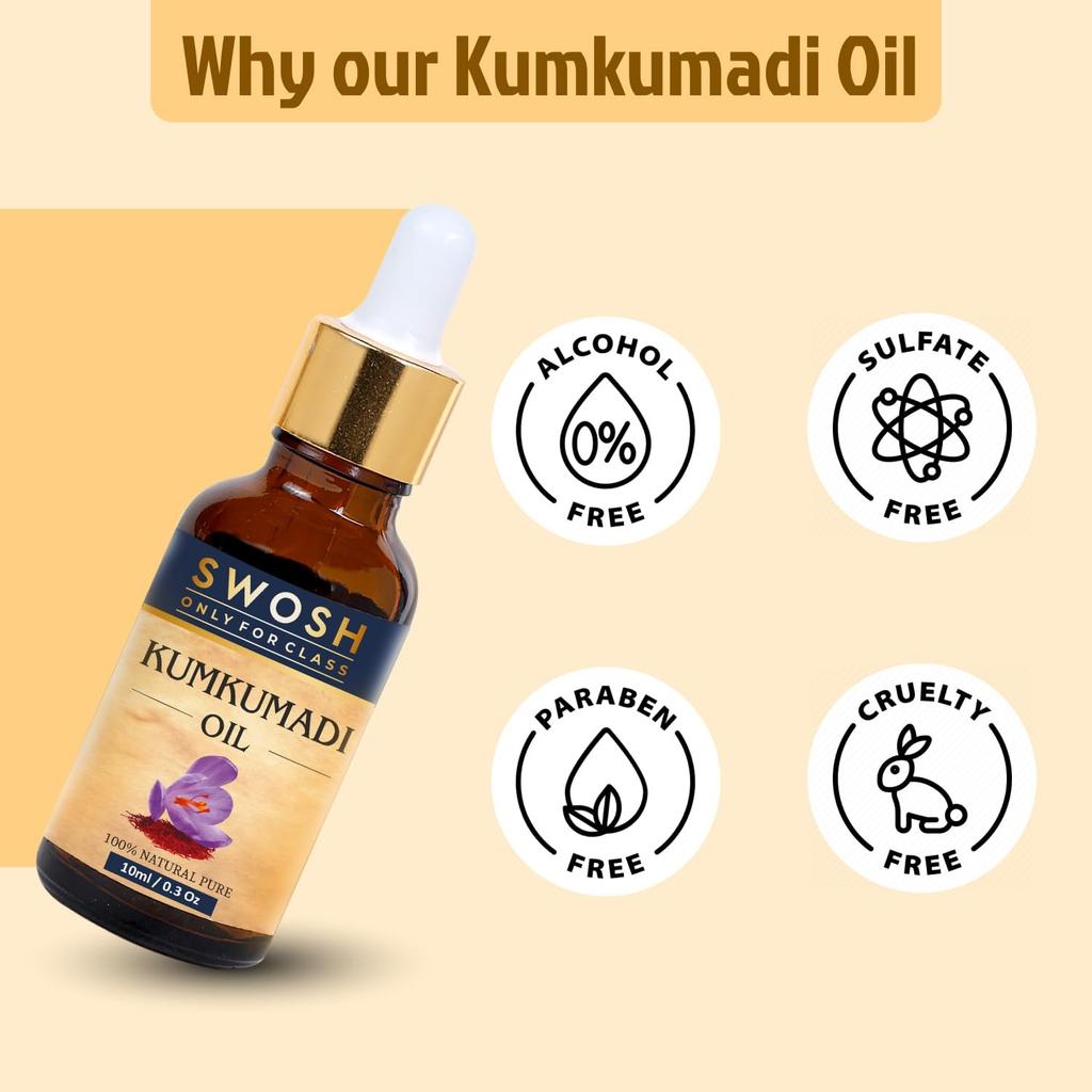 Масло для лица Кумкумади (10 мл), Kumkumadi Face Oil,  Swosh