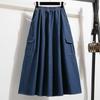 2025 Plus Size Spring Denim Skirts Women Clothing Blue Pockets Fashion A-Line Jeans Skirt High Waist