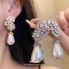 Zircon Water Drop Pearl Pendant Earrings Minimalist Delicate Elegant Design Women Jewelry