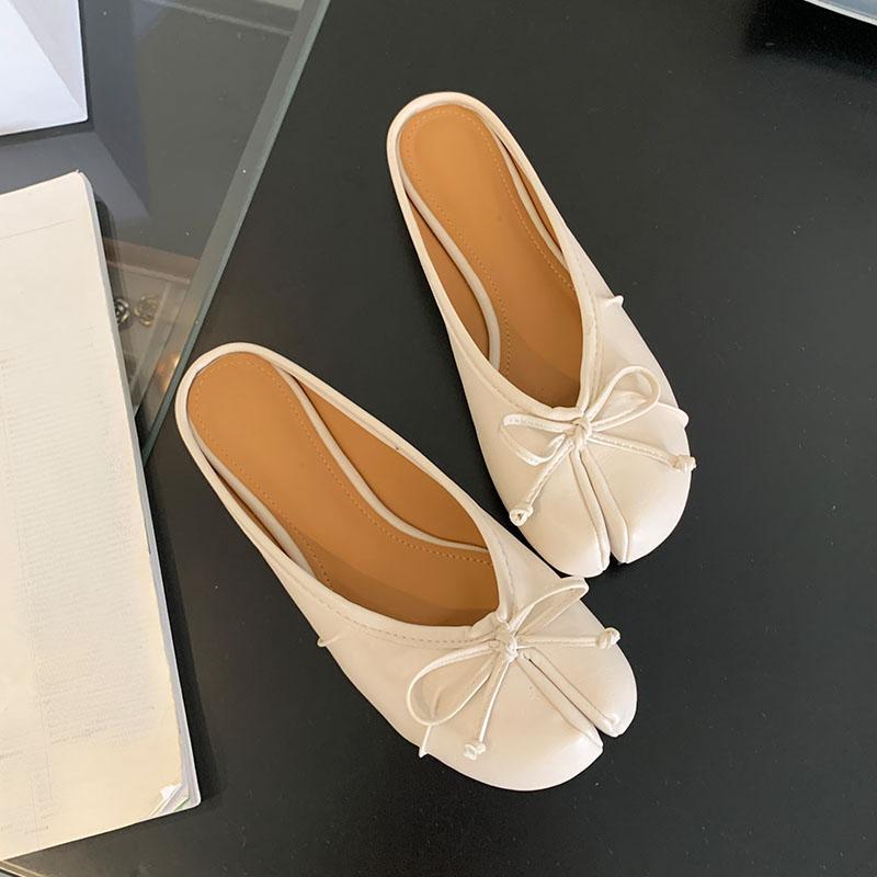 Fashion Fashion Butterfly-Knot Flats Slippers Women Mules Shoes Female Shallow Footwear Strange Toe Ladies Flats Slippers Shoes