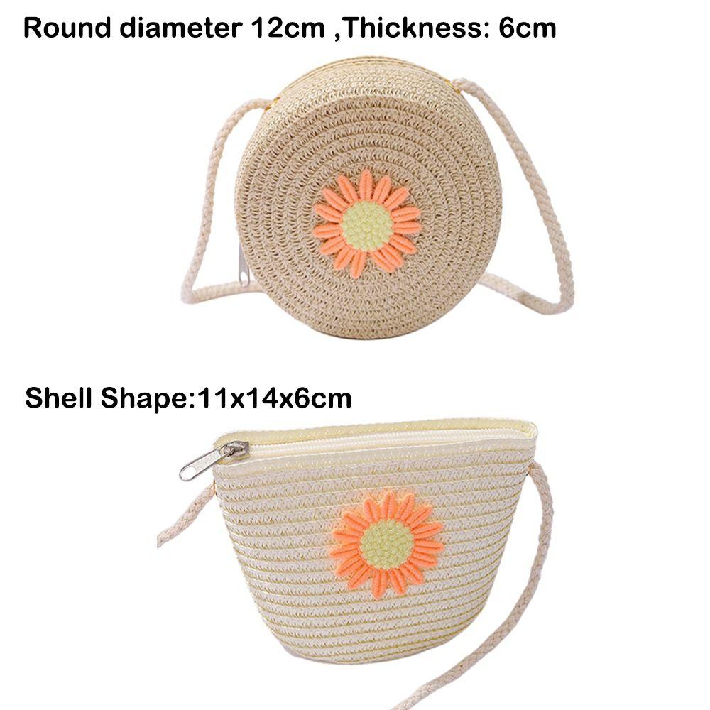 Кошелек Плетеная соломенная сумка Ракушка Ручная работа Летняя пляжная сумка Сумки через плечо Детские