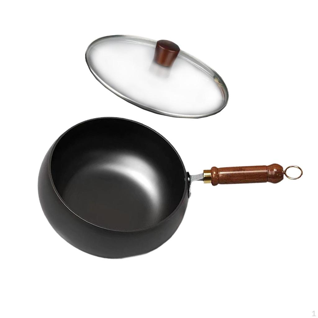 9.45 Inch Wok Made of Iron with A Flat Floor for Gas And Induction Stove, Stirred Pan Kitchen