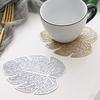 Pvc Coasters Monstera Leaf Shape Anti-Slip And Heat Insulation Pad For Kitchen Table Table Mat Gold Silver Pad