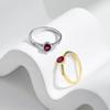 MODIAN Серебряное кольцо 925 пробы с элегантным красным кубическим цирконием для женщин Летние базовые кольца Вечеринка Отпуск Изящные украшения