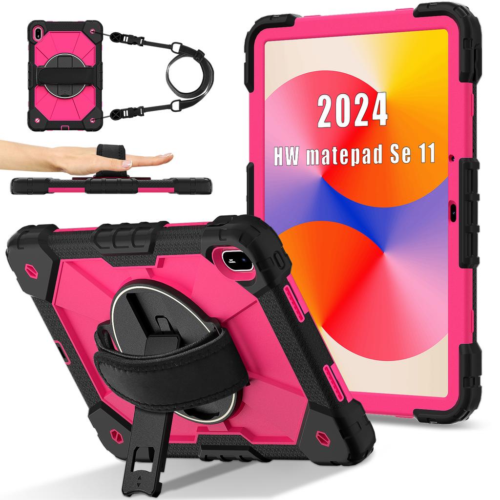 For Huawei MatePad SE 11 Case Kickstand Silicone+PC Tablet Cover with Shoulder Strap