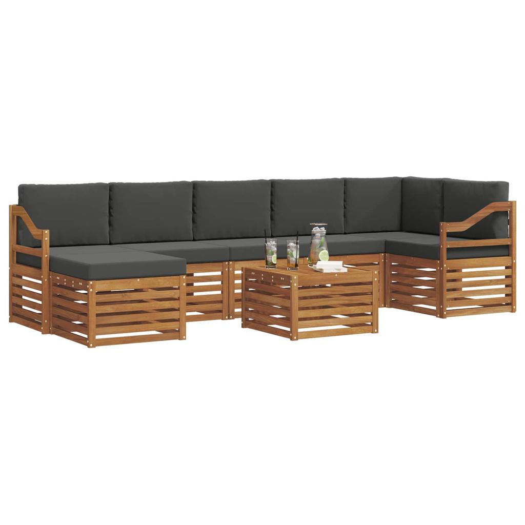 Outdoor Sofa Set with Cushions 8 pcs Natural and Anthracite